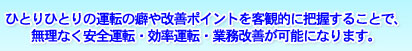 運転の癖や改善ポイントを客観的に把握することで無理なく安全運転・効率運転・業務改善が可能になります